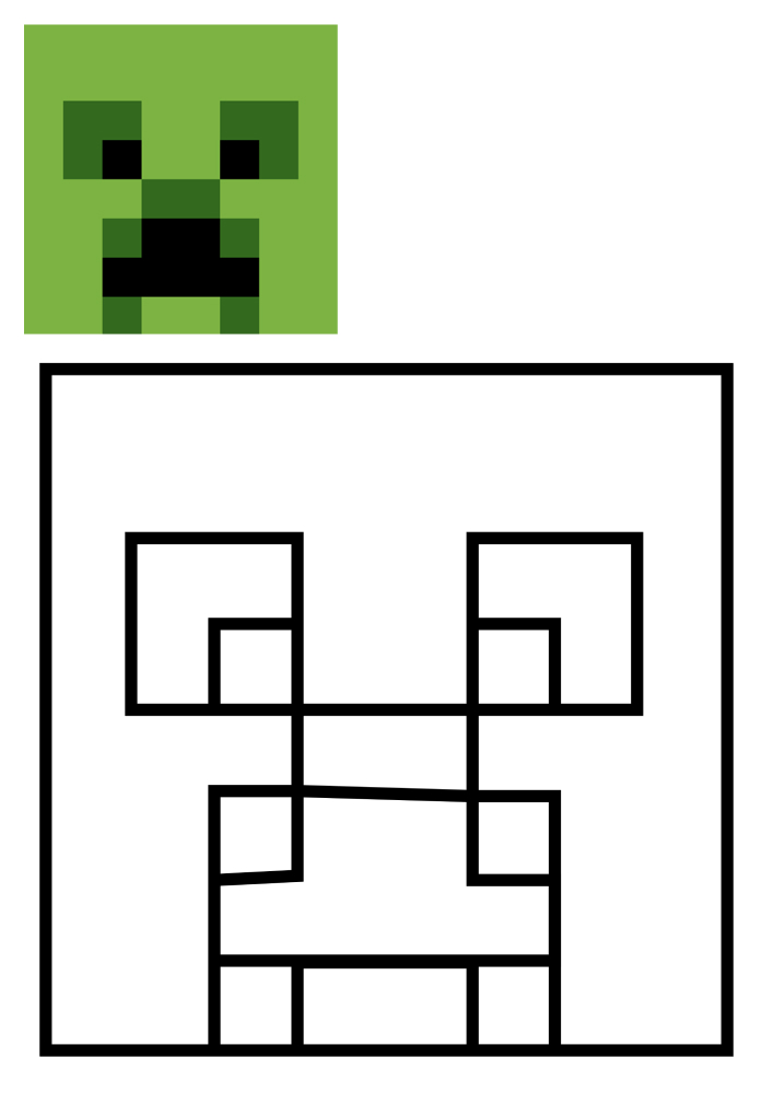 Head of a creeper, and pattern coloring